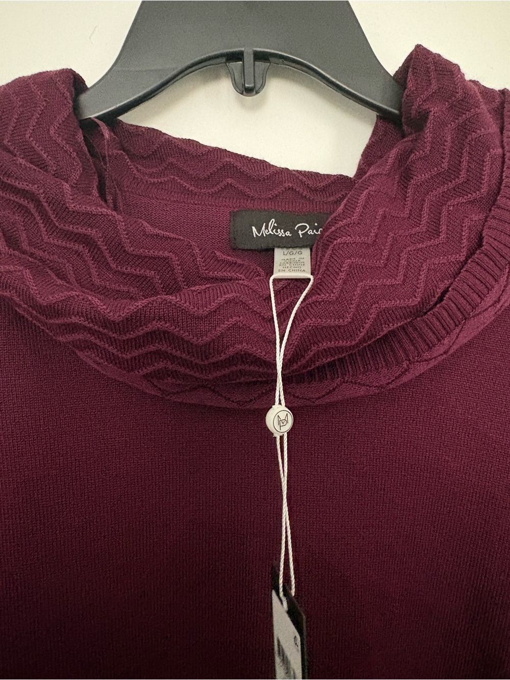 Melissa Paige Textured Cowl Neck Sweater - Wine